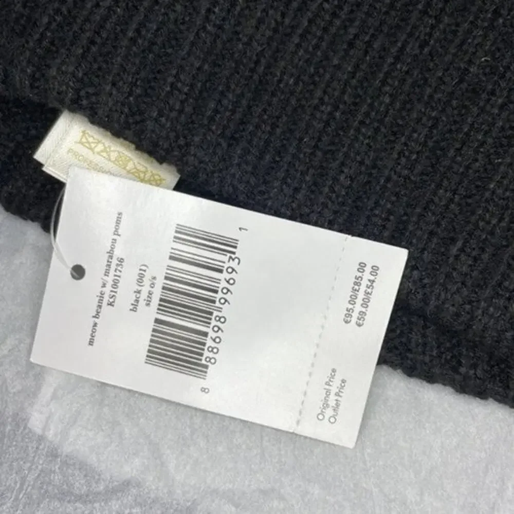 Kate Spade New York meow marabou pompom beanie black